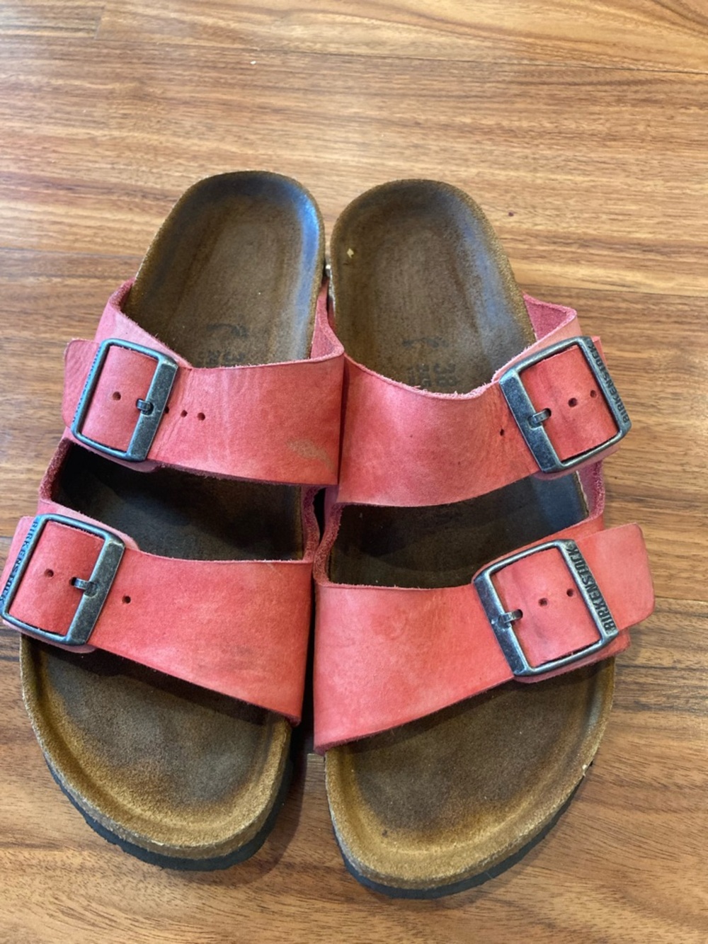 Birkenstock Arizona Red Suede Leather Double Strap Sandals Women's EU 38/L7/M5